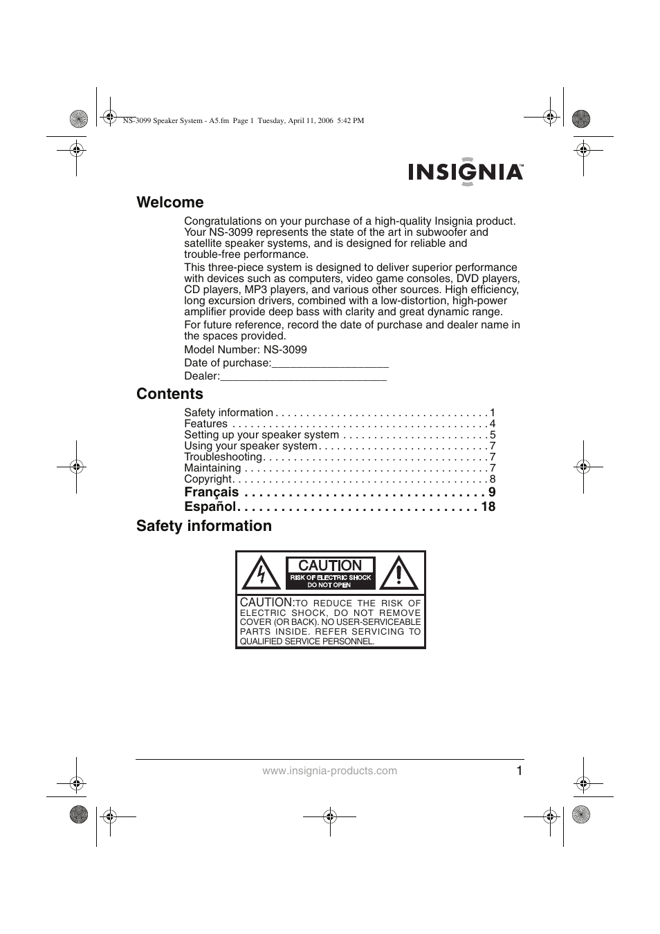 Insignia NS-3099 User Manual | Page 2 / 28