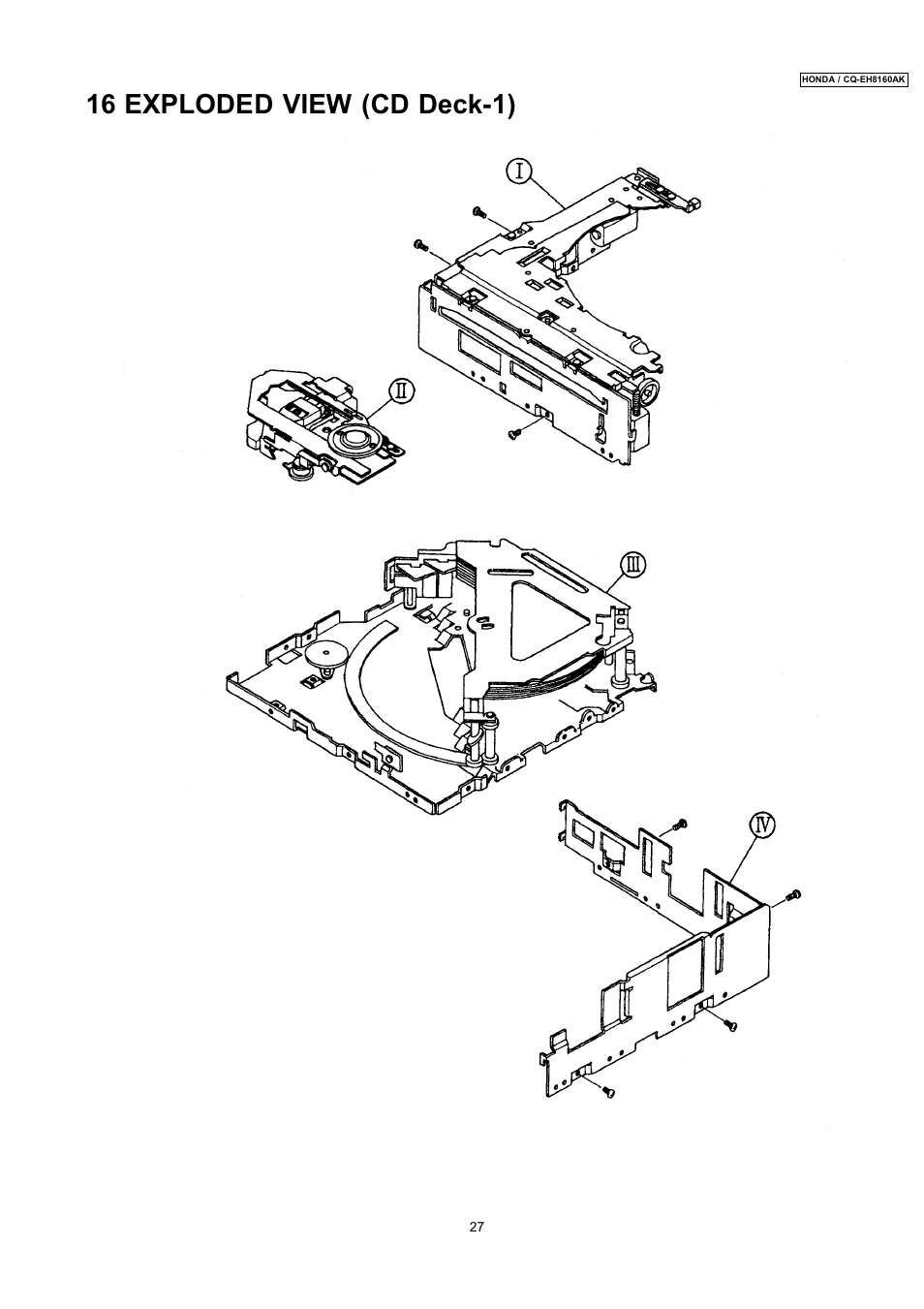 16 exploded view (cd deck-1) | Insignia CQ-EH8160AK User Manual | Page 27 / 37