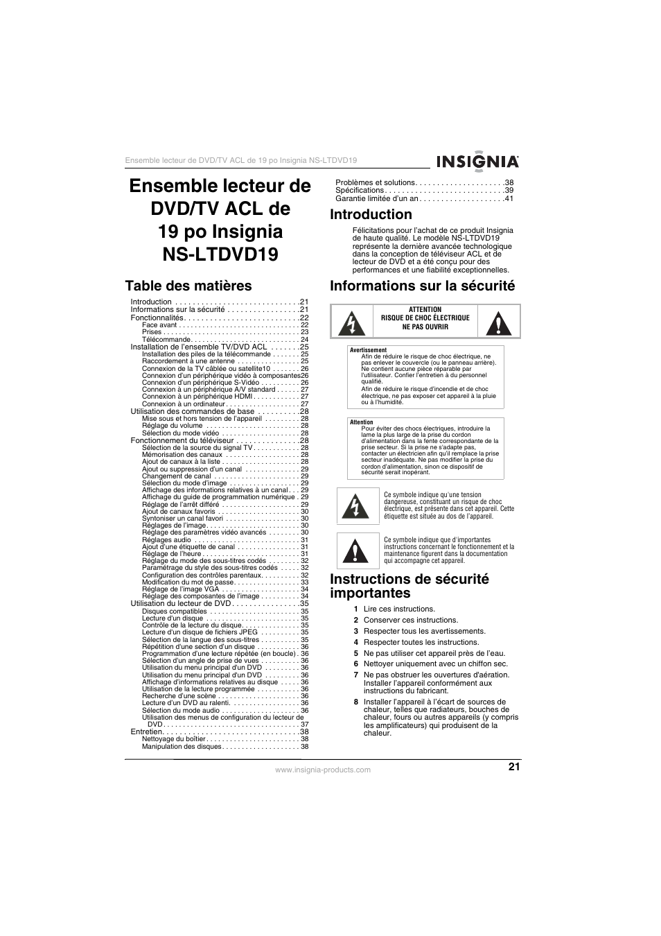Insignia NS-LTDVD19 User Manual | Page 23 / 68