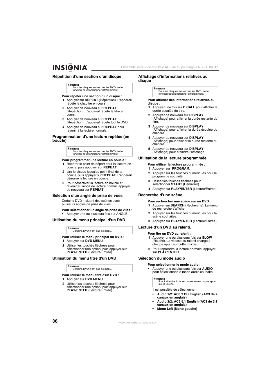 Insignia NS-LTDVD19 User Manual | Page 38 / 68