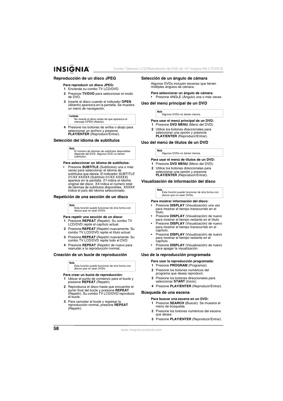 Insignia NS-LTDVD19 User Manual | Page 60 / 68