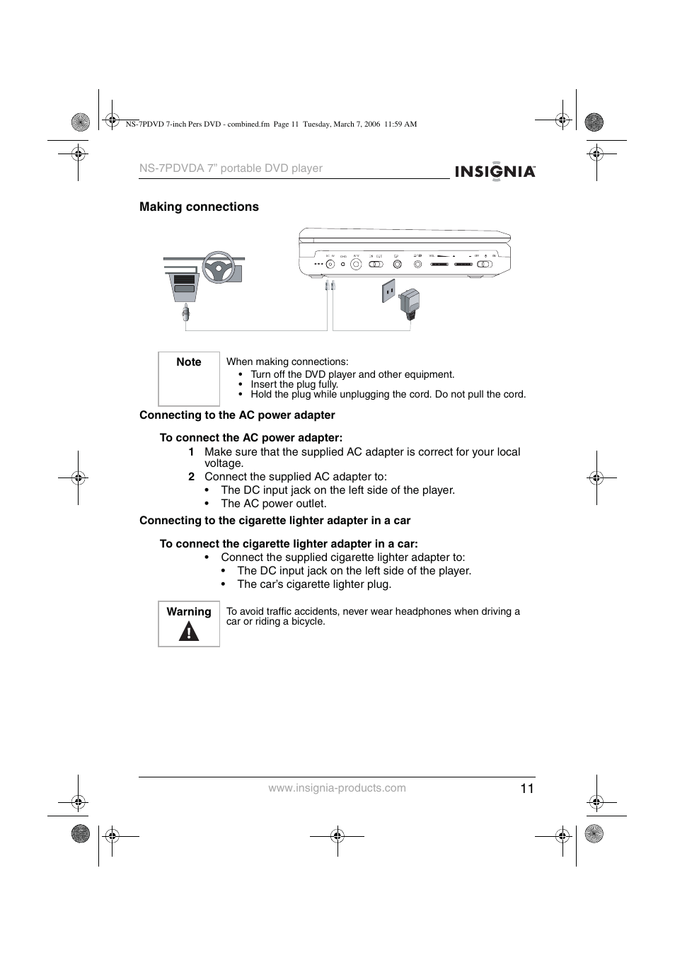 Making connections | Insignia NS-7PDVDA User Manual | Page 12 / 102
