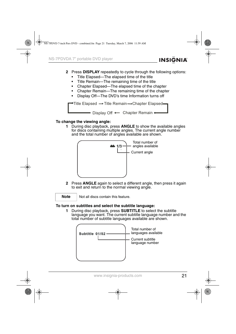 Insignia NS-7PDVDA User Manual | Page 22 / 102