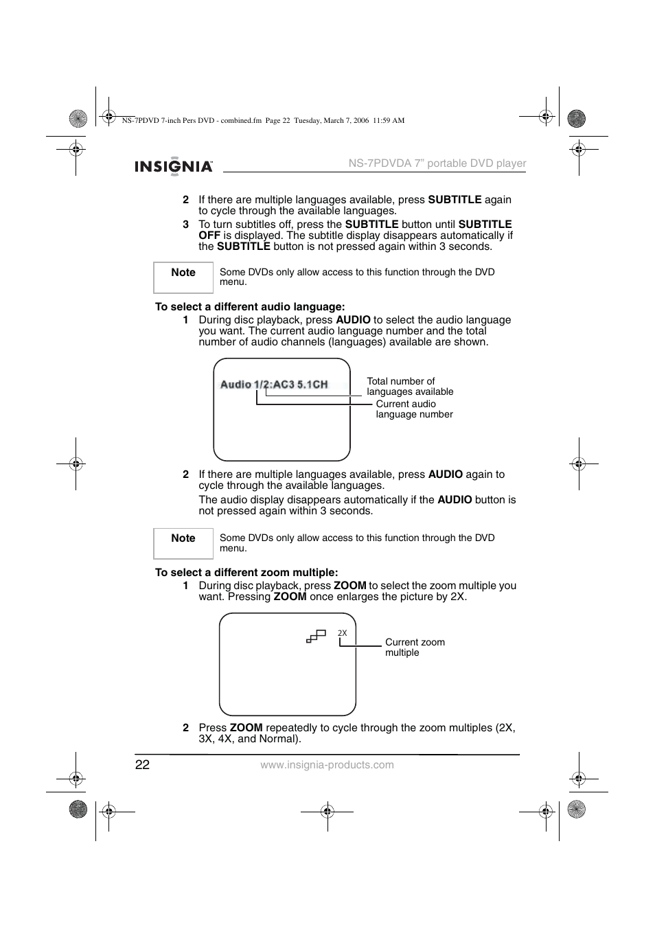 Insignia NS-7PDVDA User Manual | Page 23 / 102