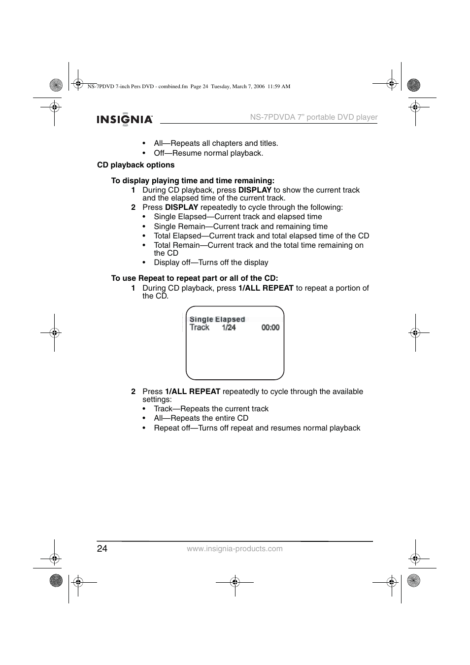 Insignia NS-7PDVDA User Manual | Page 25 / 102