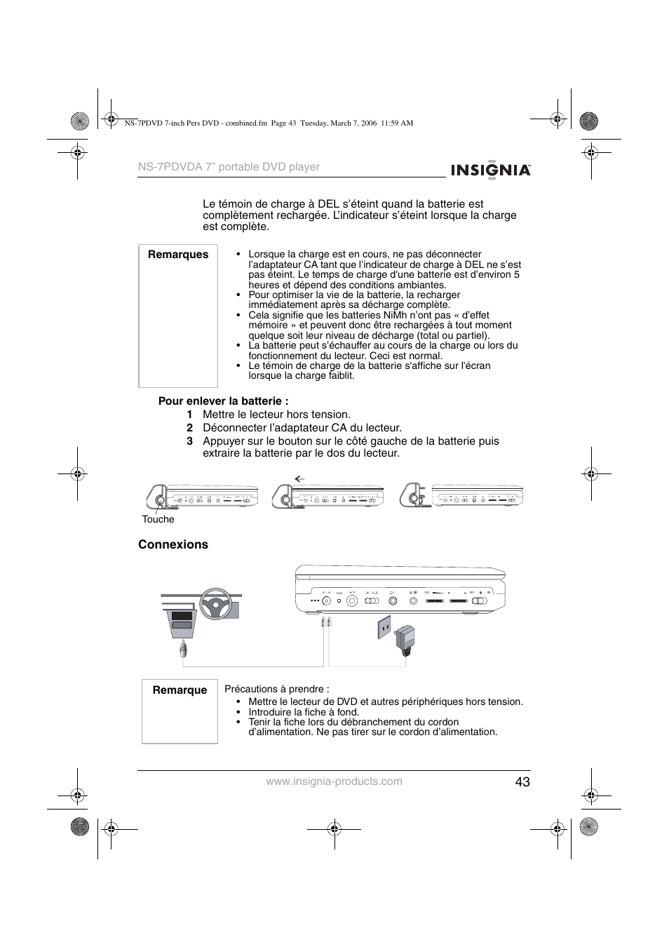 Connexions | Insignia NS-7PDVDA User Manual | Page 44 / 102