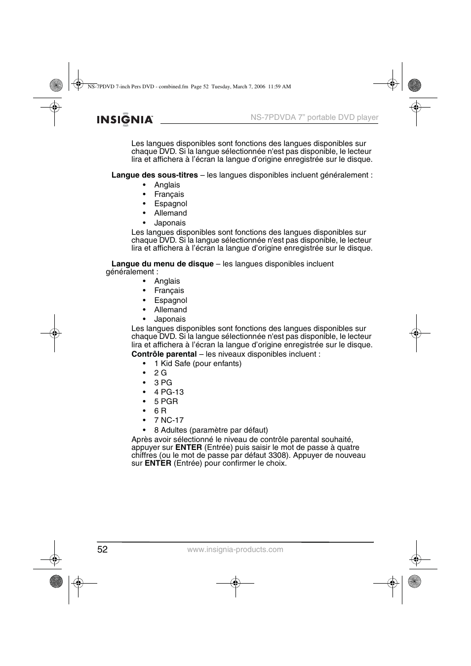 Insignia NS-7PDVDA User Manual | Page 53 / 102