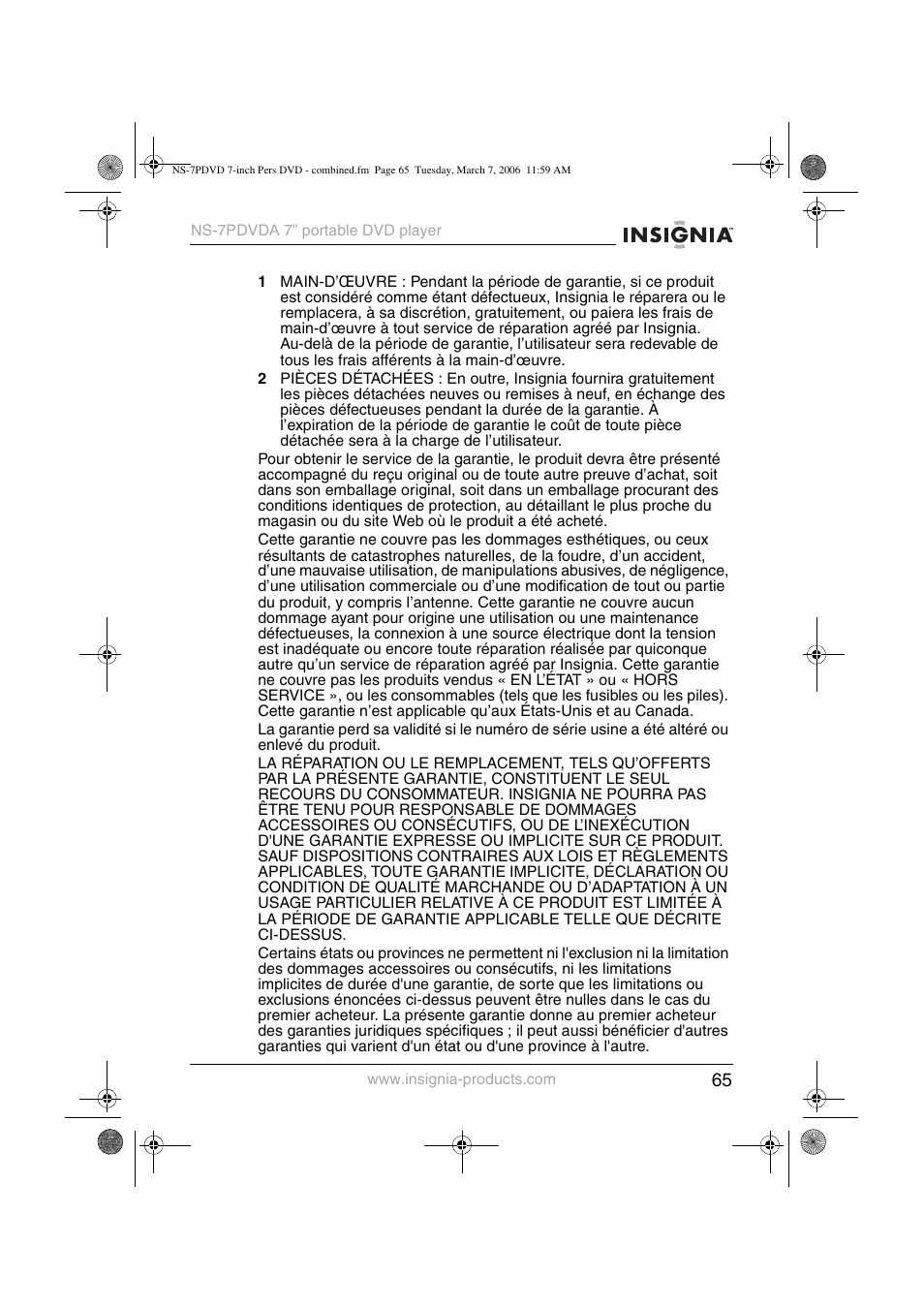 Insignia NS-7PDVDA User Manual | Page 66 / 102
