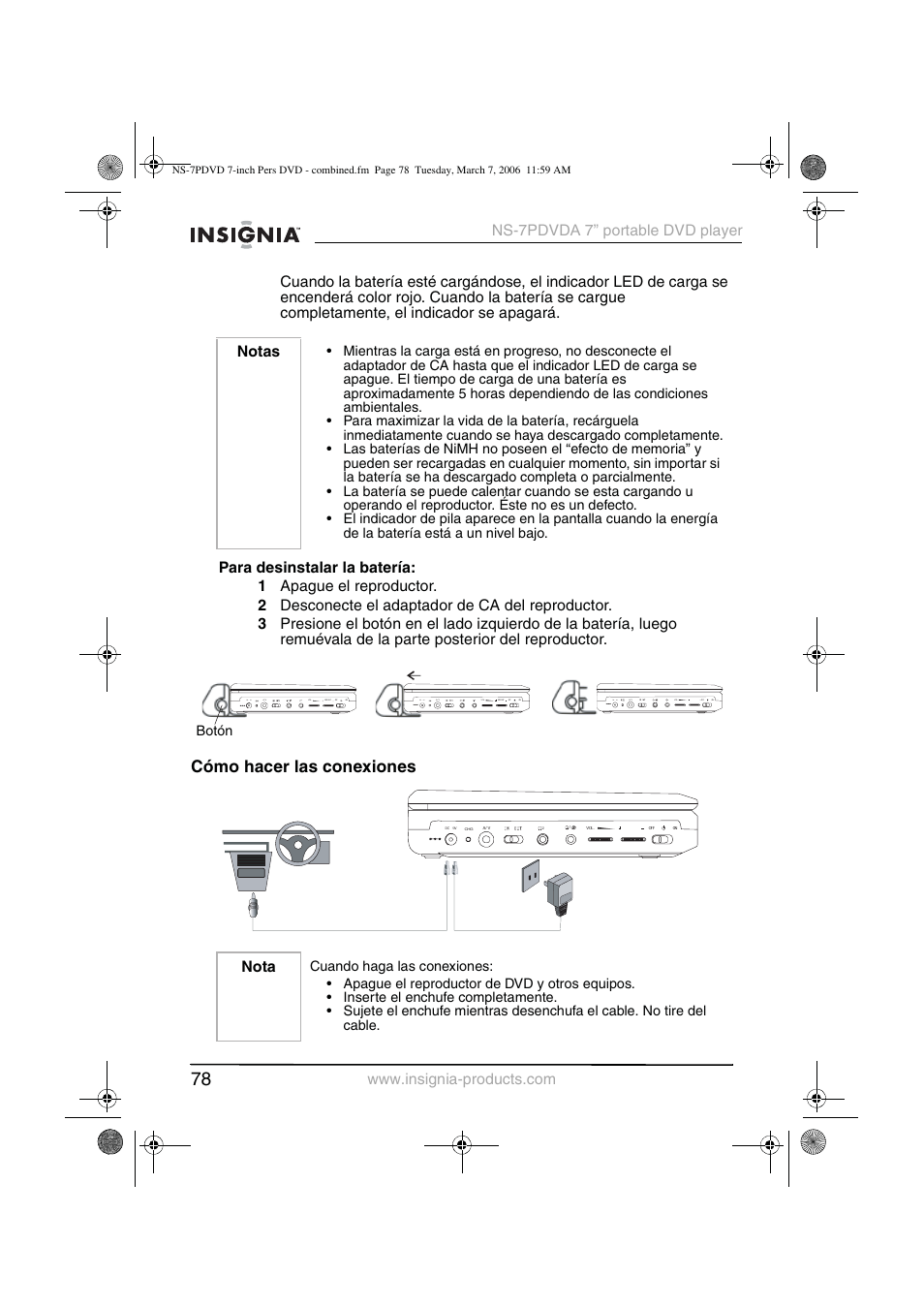 Cómo hacer las conexiones | Insignia NS-7PDVDA User Manual | Page 79 / 102