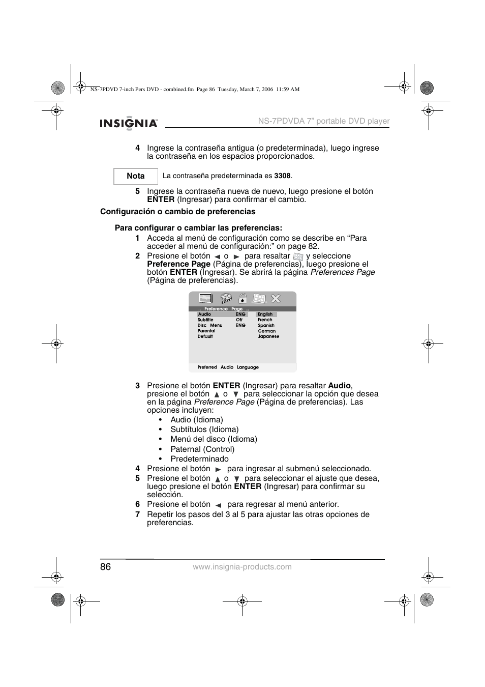 Insignia NS-7PDVDA User Manual | Page 87 / 102