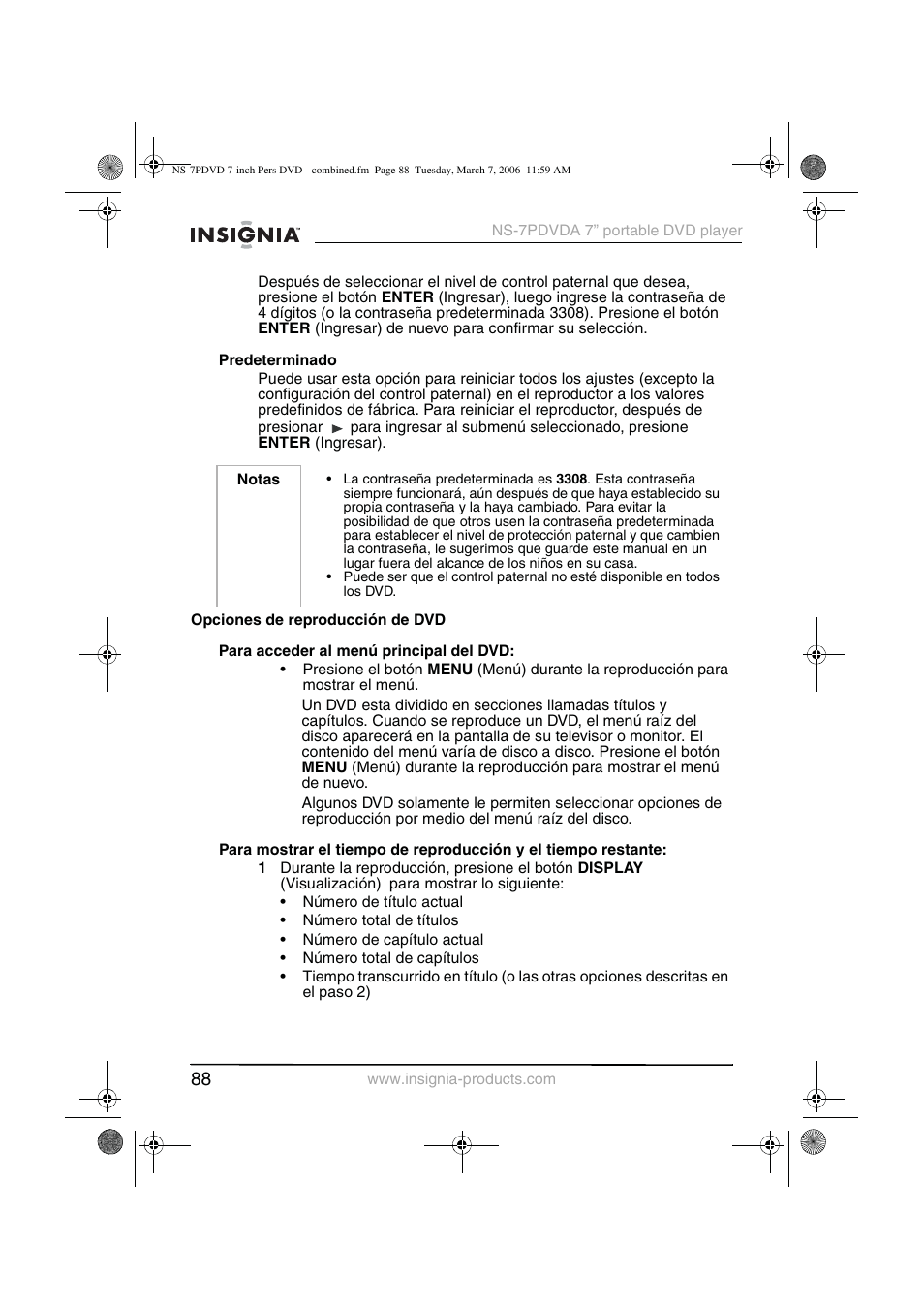 Insignia NS-7PDVDA User Manual | Page 89 / 102