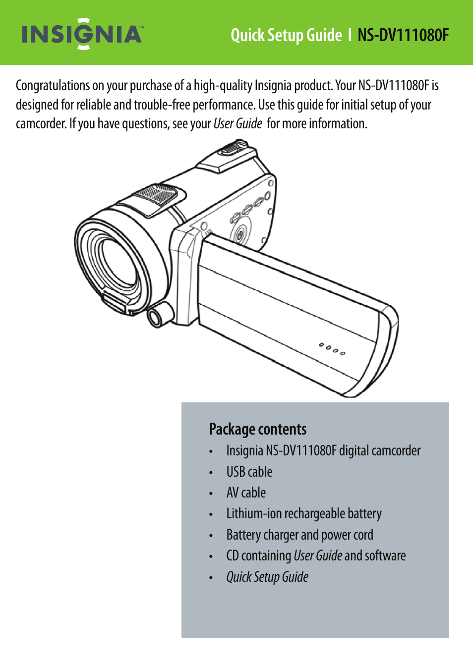 Insignia NS-DV111080F User Manual | 8 pages