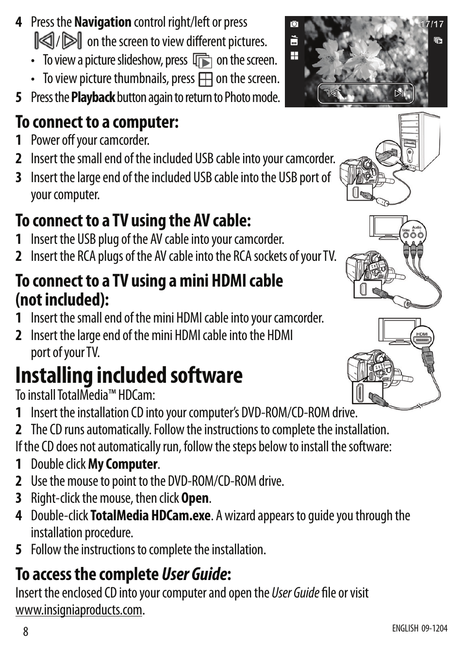 Installing included software | Insignia NS-DV111080F User Manual | Page 8 / 8