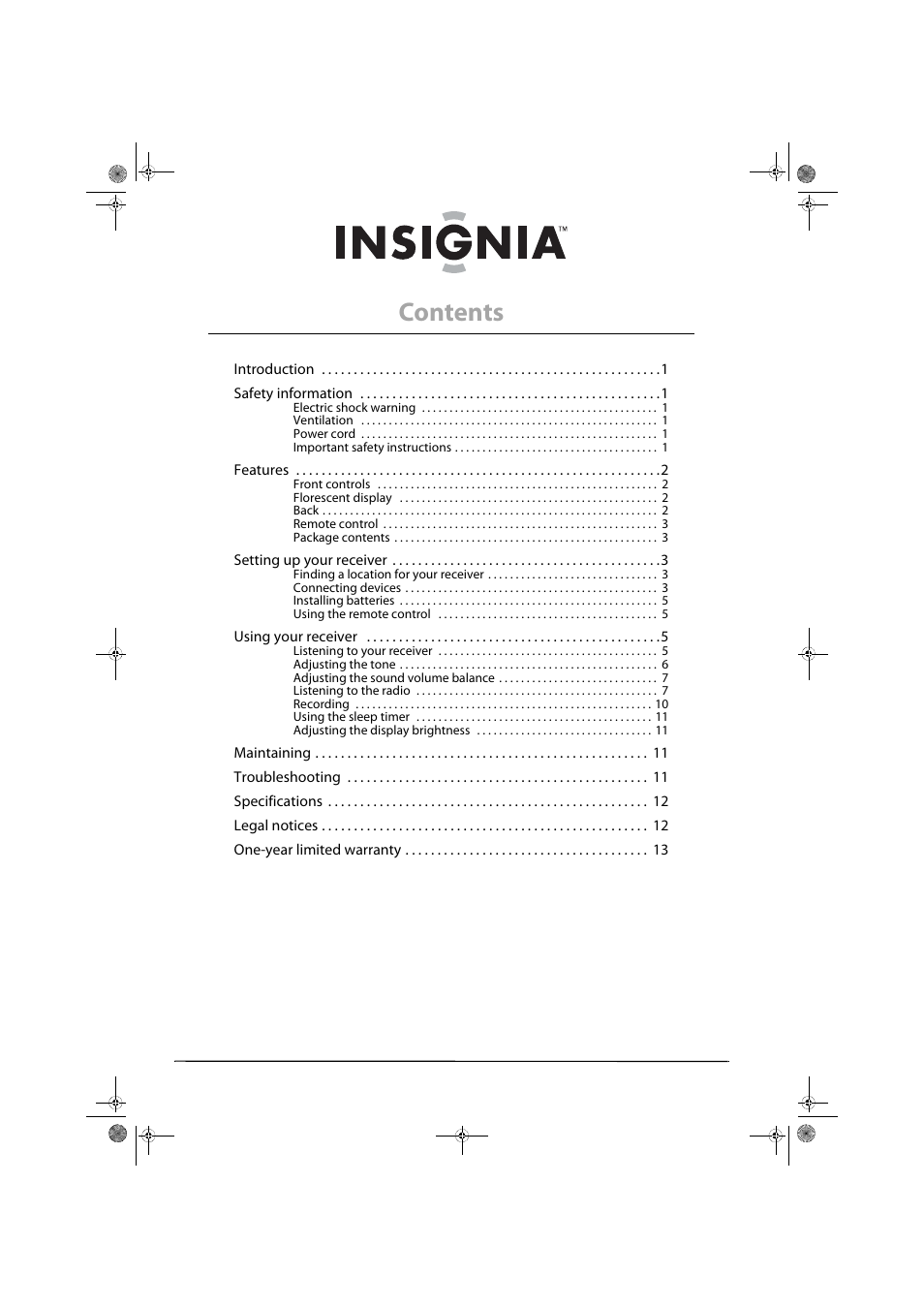 Insignia NS-R2001 User Manual | Page 2 / 16