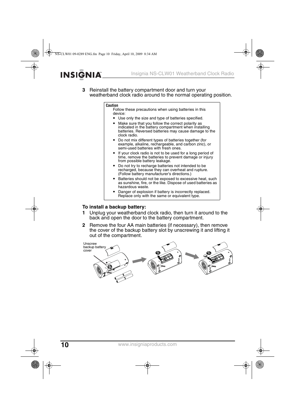 Insignia NS-CLW01 User Manual | Page 10 / 21