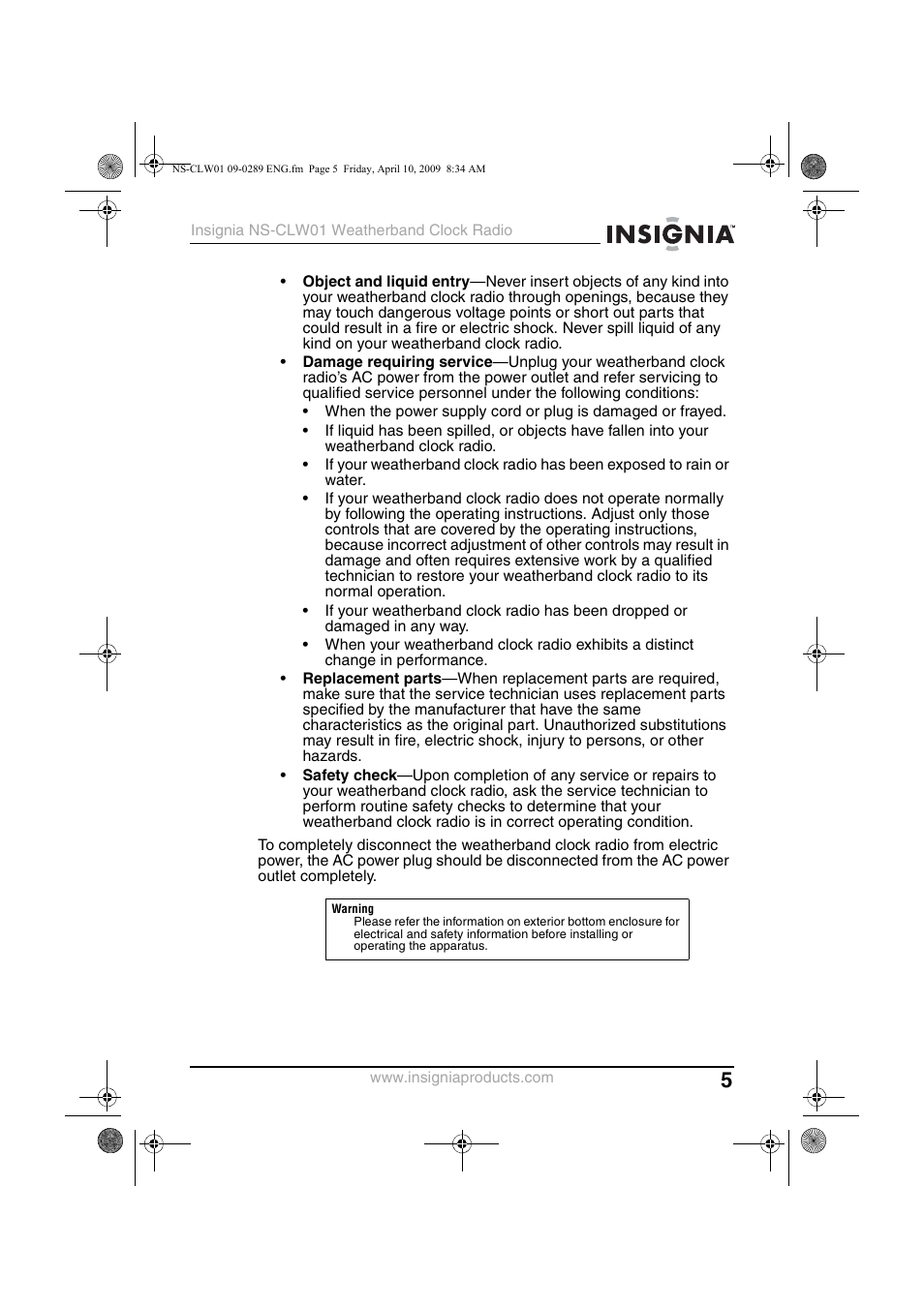 Insignia NS-CLW01 User Manual | Page 5 / 21