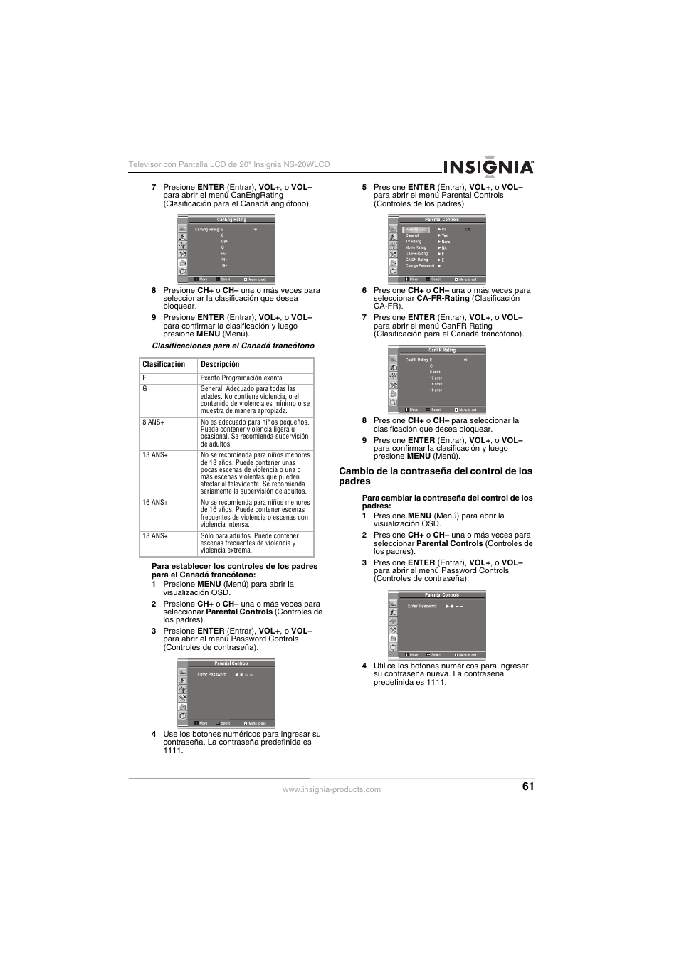 Insignia NS-20WLCD User Manual | Page 61 / 68