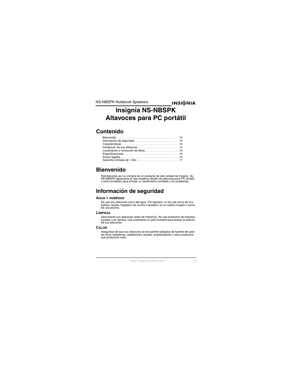 Insignia NS-NBSPK User Manual | Page 14 / 20