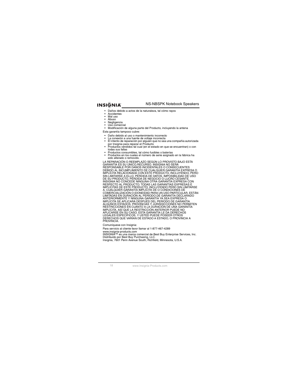 Insignia NS-NBSPK User Manual | Page 19 / 20
