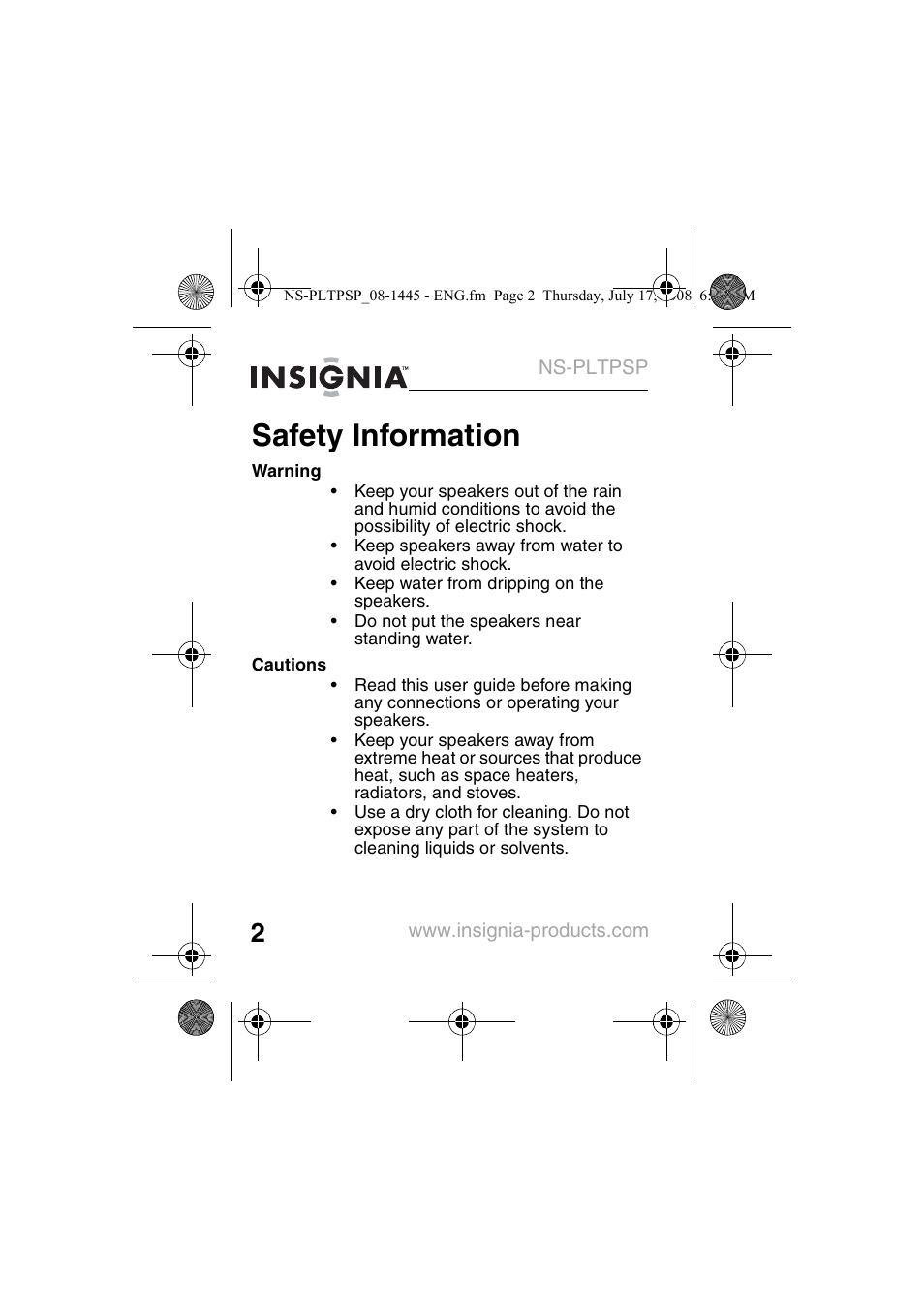 Safety information | Insignia NS-PLTPSP User Manual | Page 4 / 20