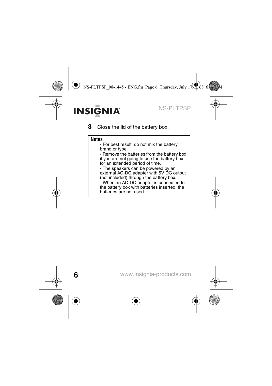 Insignia NS-PLTPSP User Manual | Page 8 / 20