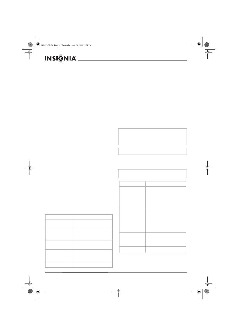 Mantenimiento, Localización y corrección de fallas | Insignia NS-27LCD User Manual | Page 60 / 70