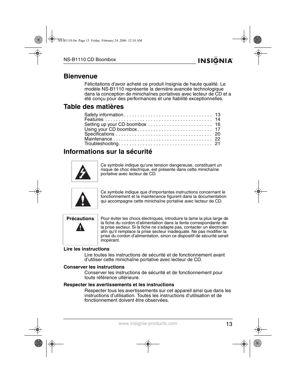 Insignia NS-B1110 User Manual | Page 15 / 44
