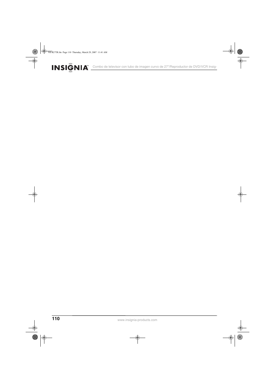 Insignia NS-R27TR User Manual | Page 110 / 112