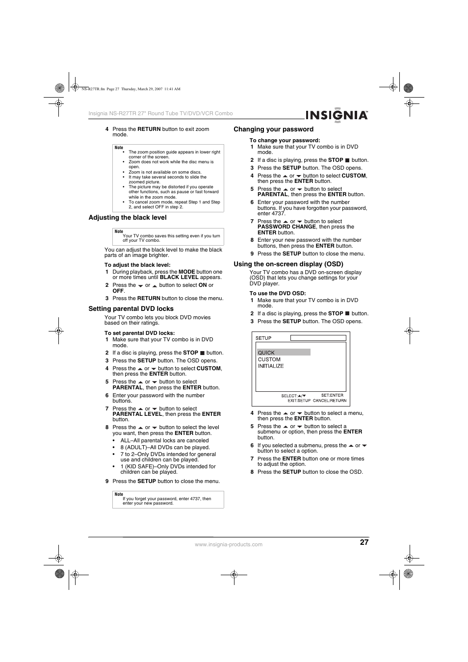 Insignia NS-R27TR User Manual | Page 27 / 112