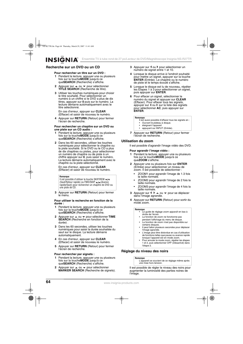 Insignia NS-R27TR User Manual | Page 64 / 112