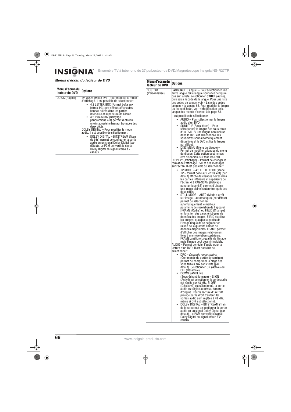 Insignia NS-R27TR User Manual | Page 66 / 112