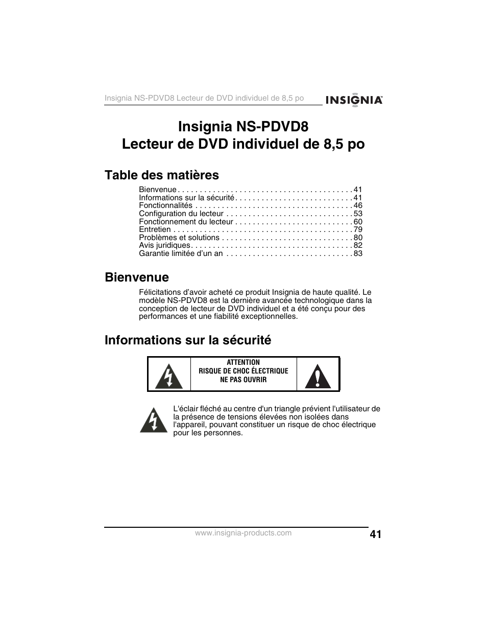 Insignia NS-PDVD8 User Manual | Page 43 / 134