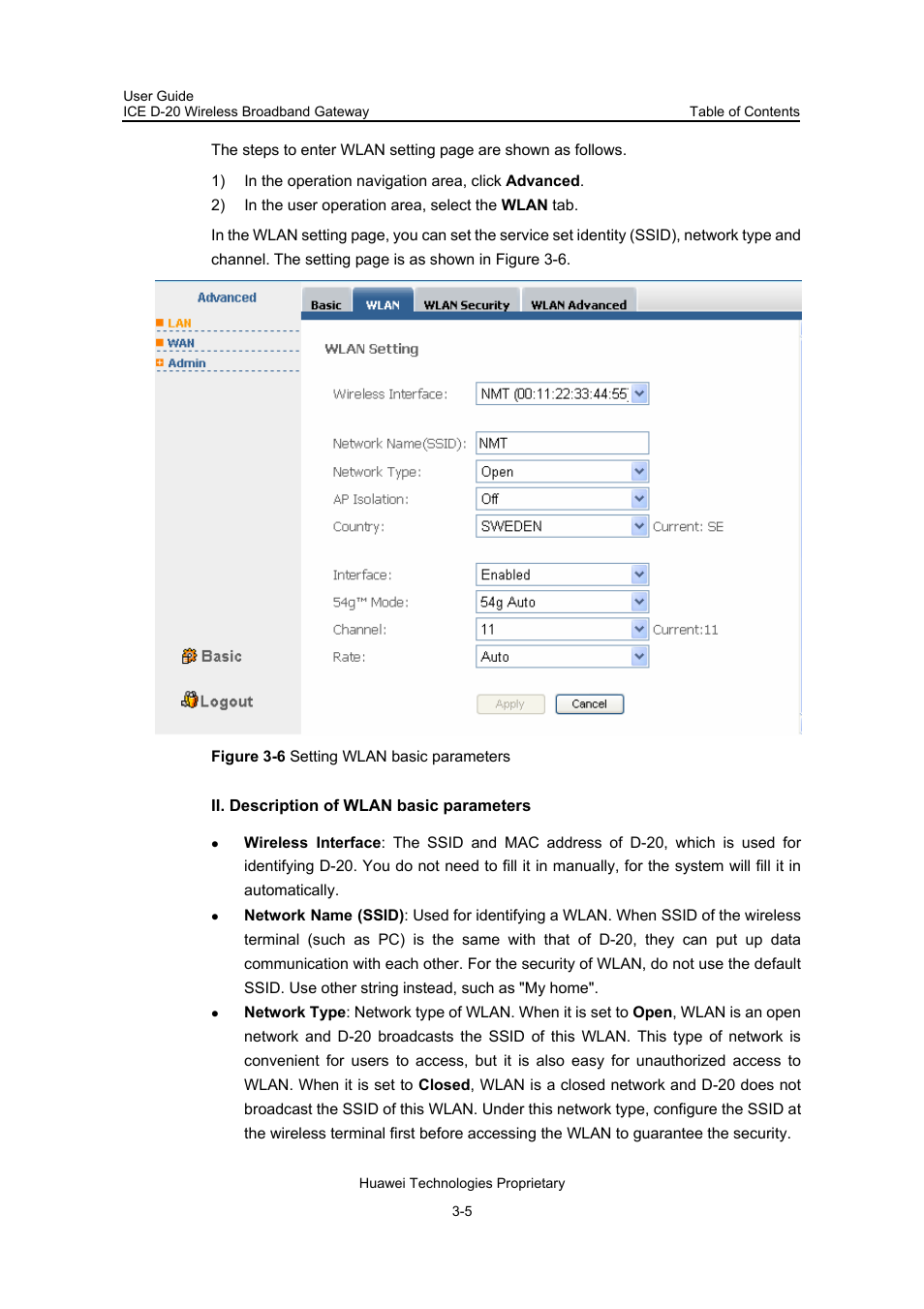 Ii. description of wlan basic parameters | Insignia ICE D-20 EC506 User Manual | Page 23 / 45