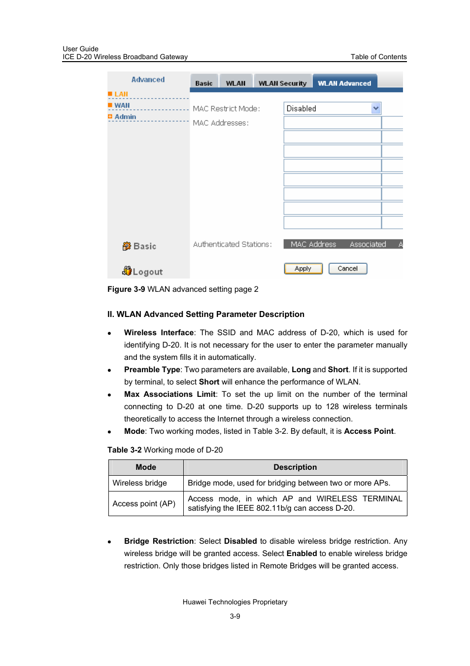 Ii. wlan advanced setting parameter description | Insignia ICE D-20 EC506 User Manual | Page 27 / 45