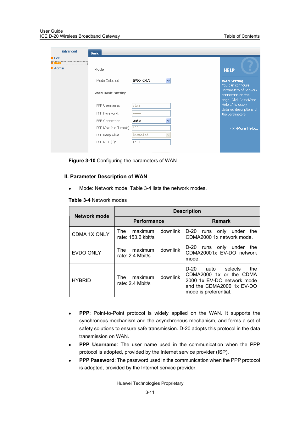 Ii. parameter description of wan | Insignia ICE D-20 EC506 User Manual | Page 29 / 45