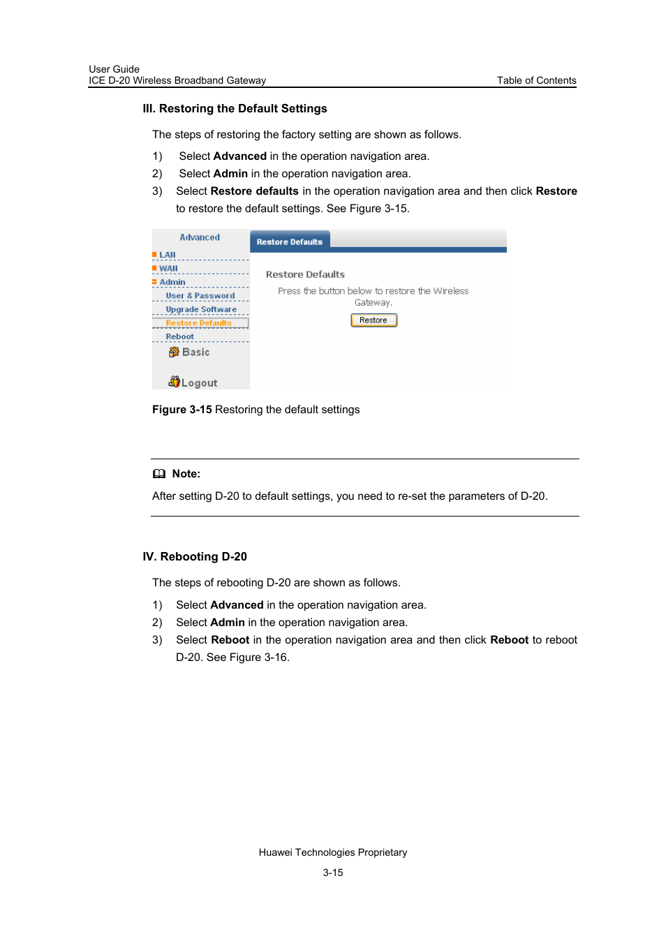 Iii. restoring the default settings, Iv. rebooting d-20 | Insignia ICE D-20 EC506 User Manual | Page 33 / 45