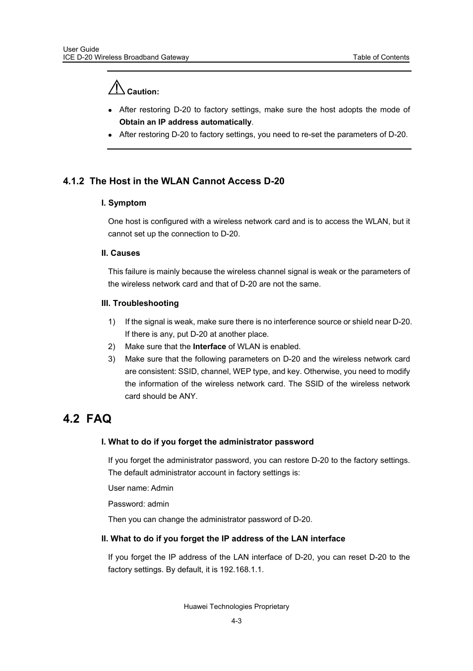 2 the host in the wlan cannot access d-20, I. symptom, Ii. causes | Iii. troubleshooting, 2 faq, 2 the host in the wlan cannot access d-20 -3, 2 faq -3 | Insignia ICE D-20 EC506 User Manual | Page 38 / 45