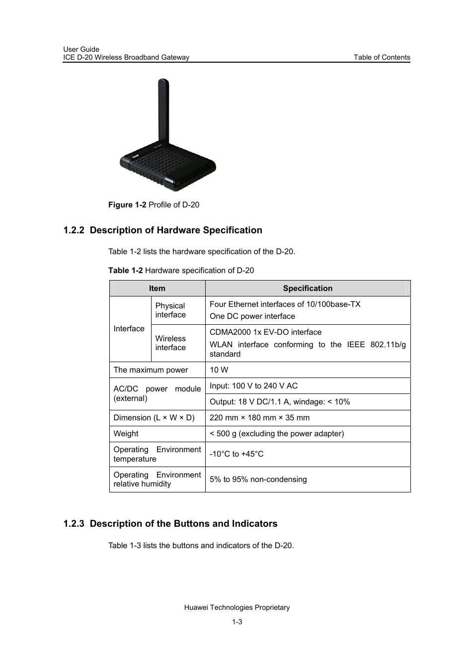 2 description of hardware specification, 3 description of the buttons and indicators | Insignia ICE D-20 EC506 User Manual | Page 8 / 45