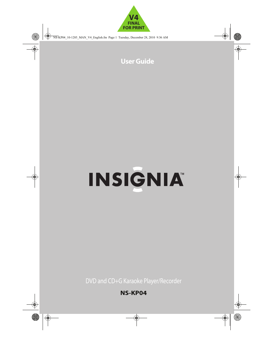 Insignia NS-KP04 User Manual | 40 pages