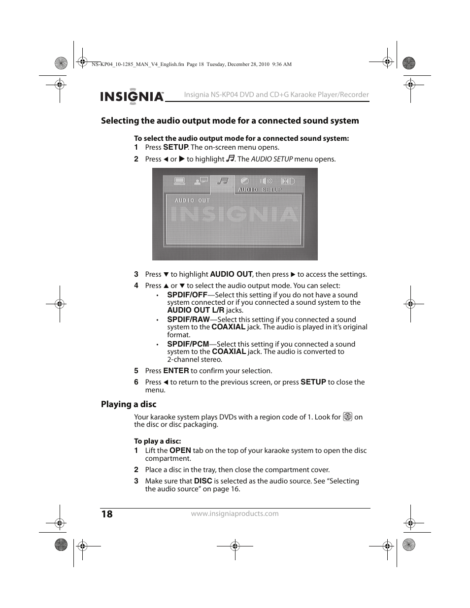 Insignia NS-KP04 User Manual | Page 18 / 40