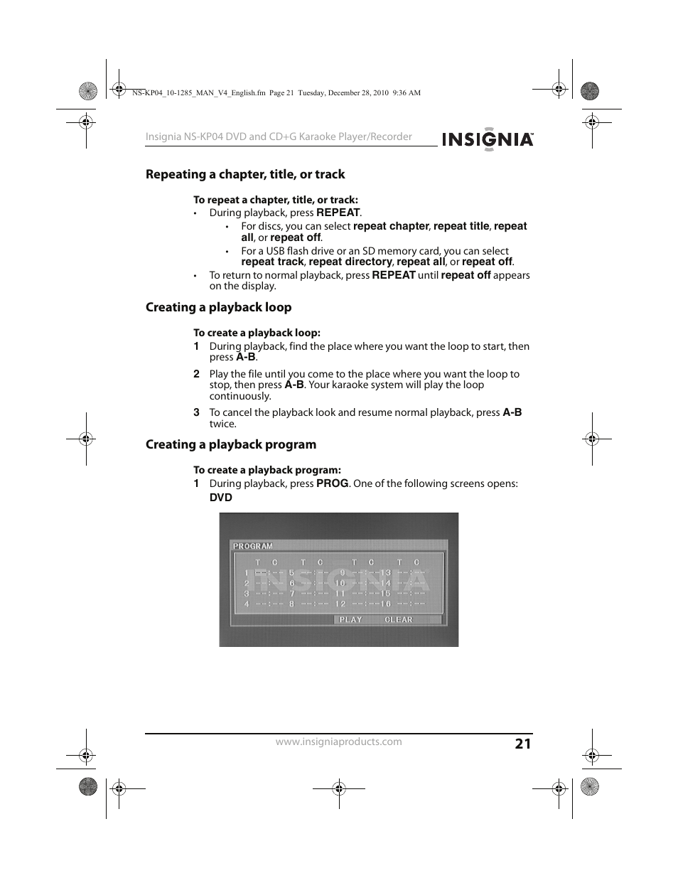 Insignia NS-KP04 User Manual | Page 21 / 40