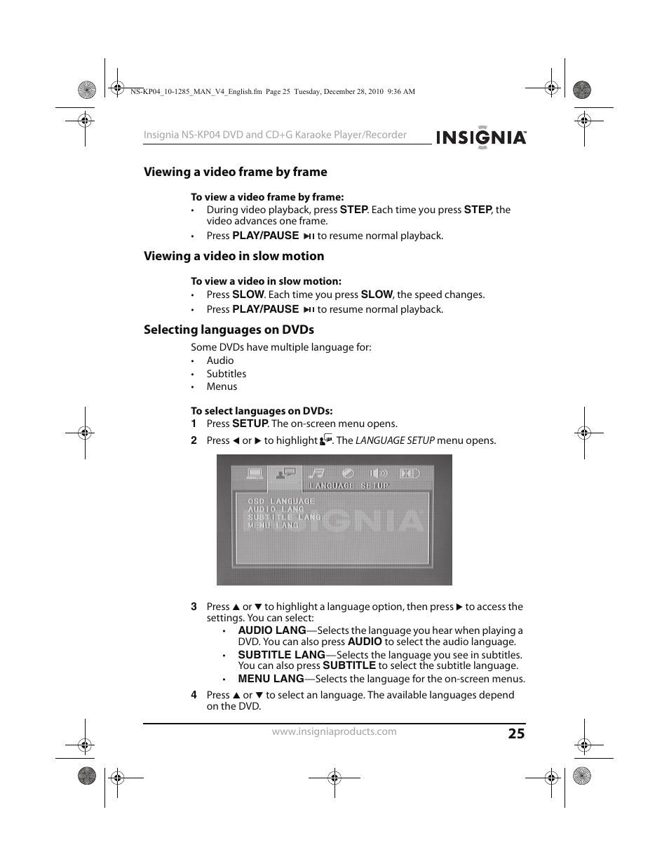 Insignia NS-KP04 User Manual | Page 25 / 40