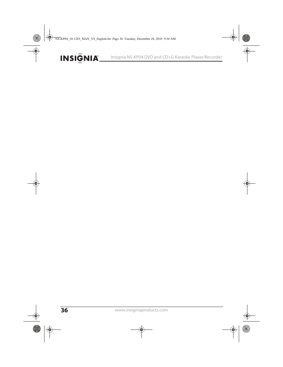 Insignia NS-KP04 User Manual | Page 36 / 40