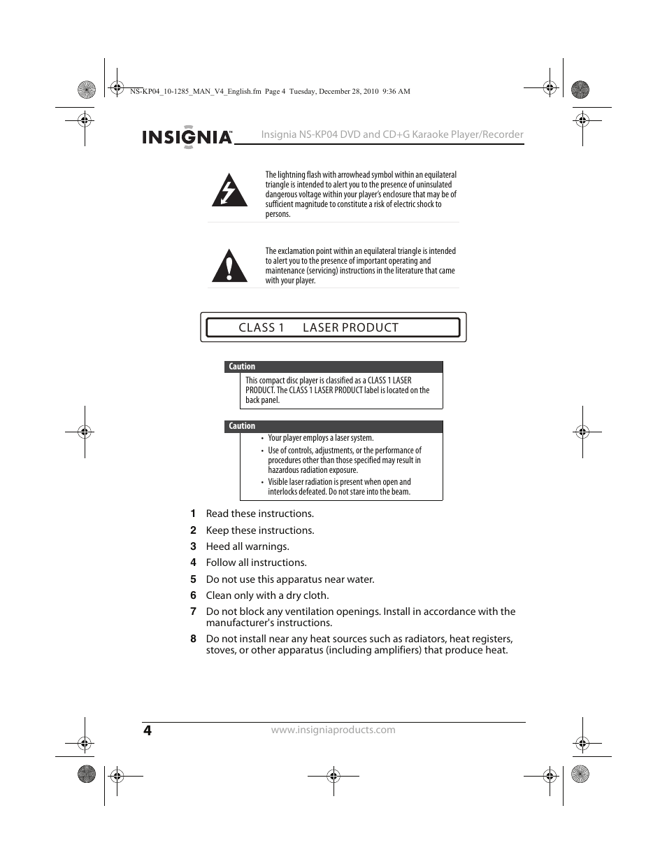 Insignia NS-KP04 User Manual | Page 4 / 40