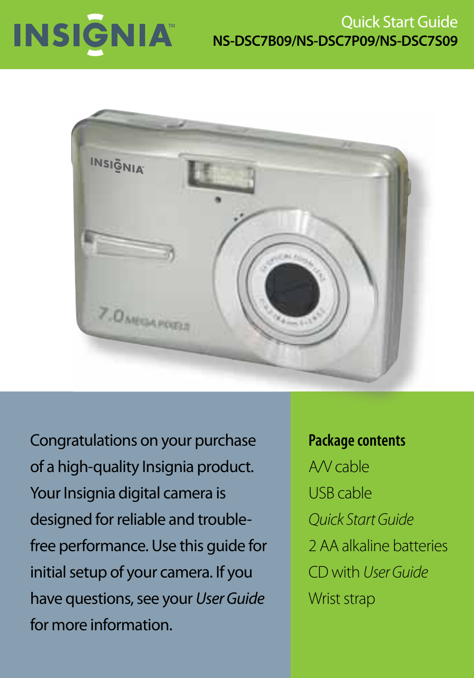 Insignia NS-DSC7P09 User Manual | 8 pages