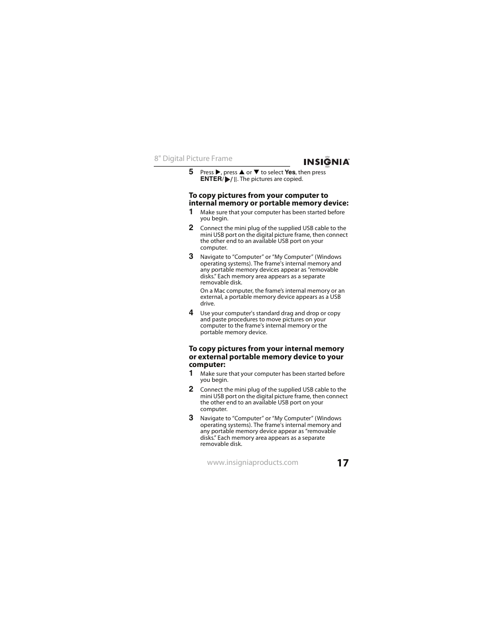 Insignia NS- DPF0812W User Manual | Page 17 / 36