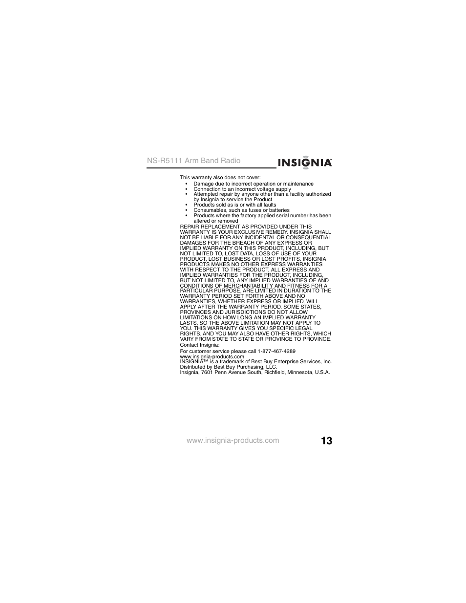 Ns-r5111 arm band radio | Insignia NS-R5111 User Manual | Page 15 / 48