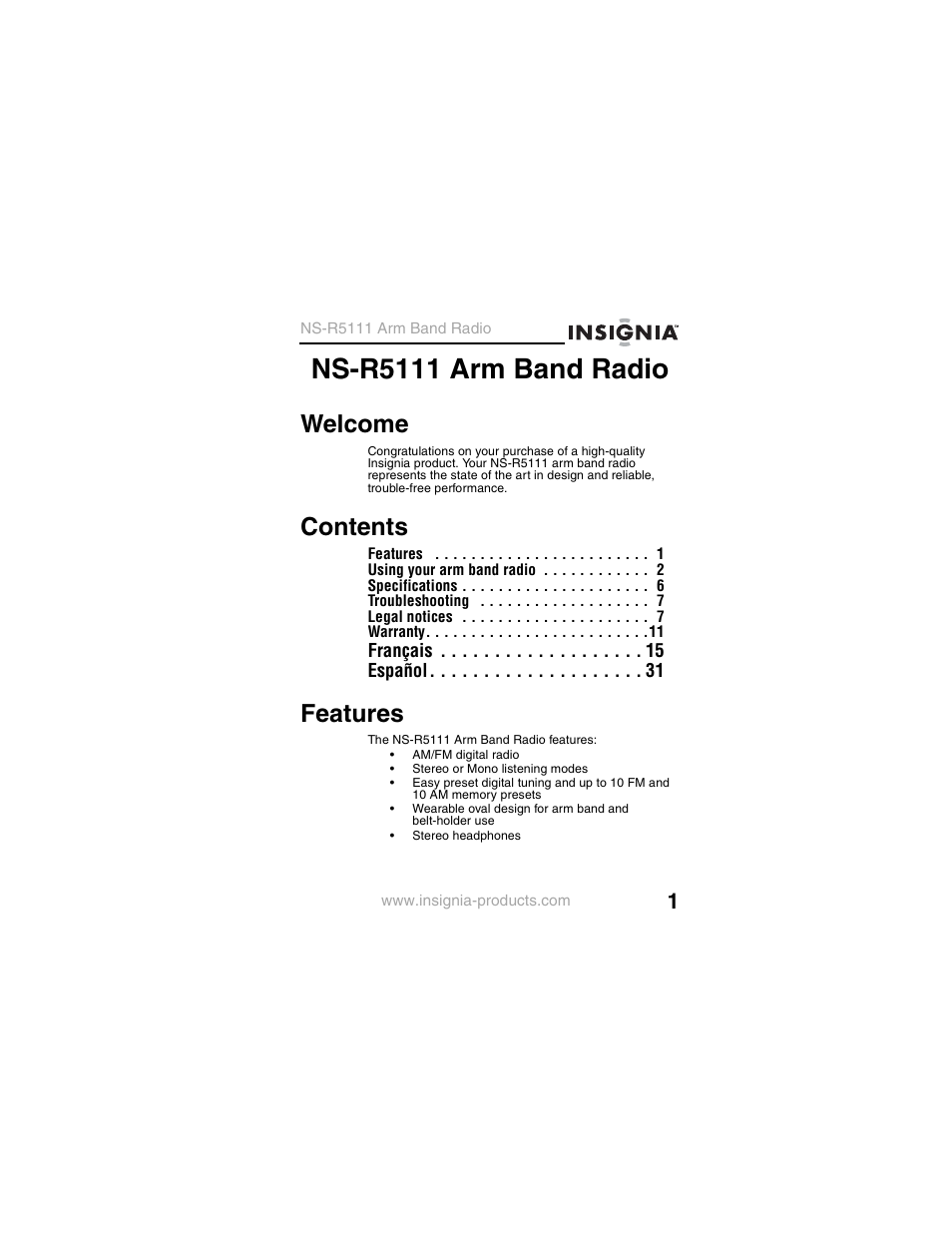 Insignia NS-R5111 User Manual | Page 3 / 48