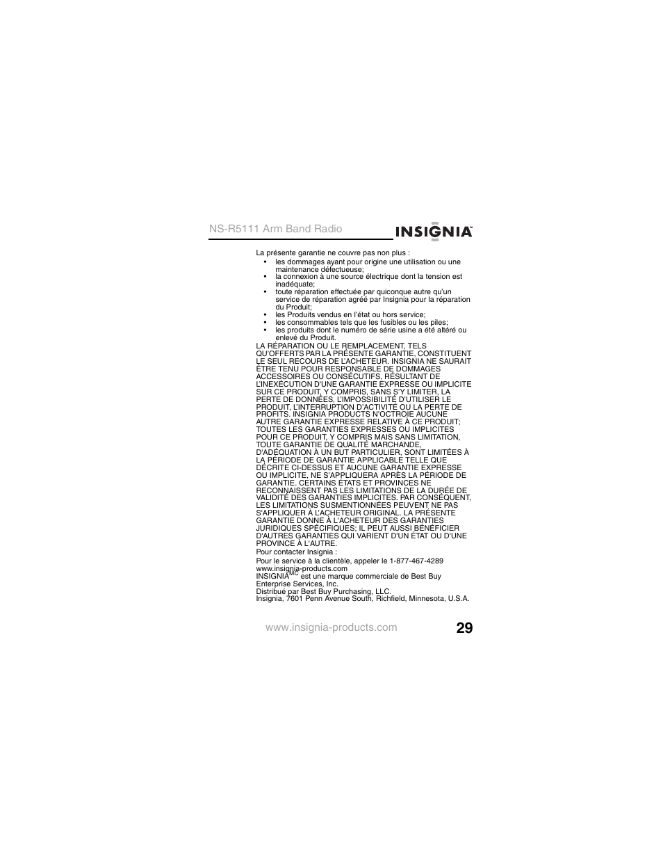 Ns-r5111 arm band radio | Insignia NS-R5111 User Manual | Page 31 / 48