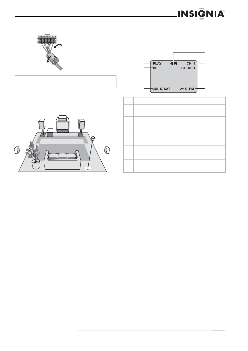 Setting up the vcr, Locating the speakers, Using the on-screen display (osd) | Getting easy information | Insignia NS-H3005 User Manual | Page 13 / 116